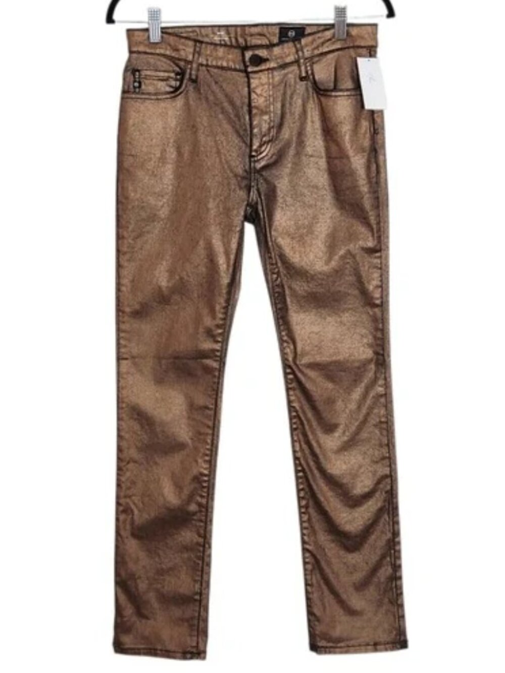 AG Adriano Goldschmied Metallic Bronze Straight Leg Jeans Size 26 NWT